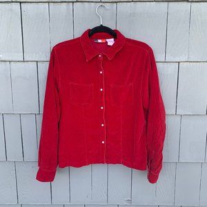 Vintage 90s Red Velvet Button Down
